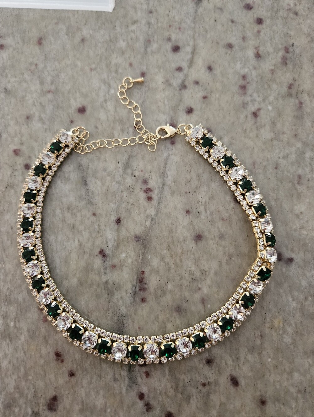 Like NEW ☆ Emerald Gem & CZ Necklace, Really PRETTY!